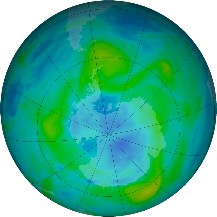 Antarctic ozone map for 01 April 1987